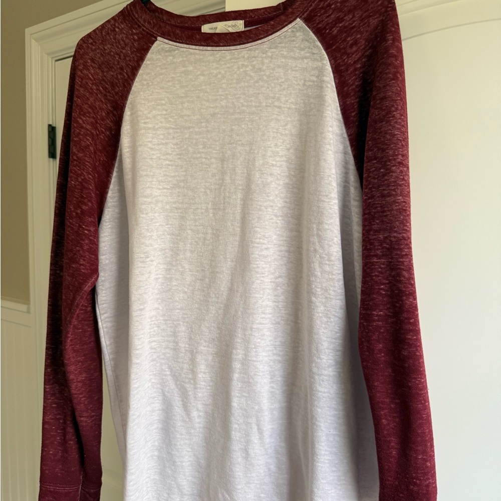 Treasure & Bond Maroon and White Raglan Tee
